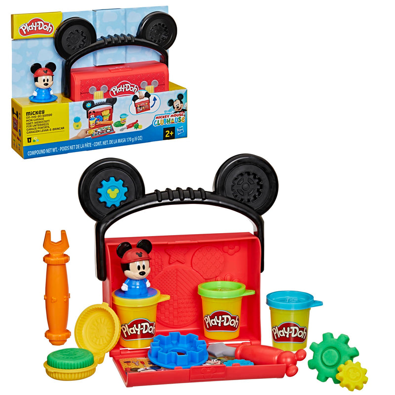 Play-Doh Disney Junior On-the-Go Garage Mickey Mouse Playset, Arts & Crafts Preschool Toys for Children Aged 2+