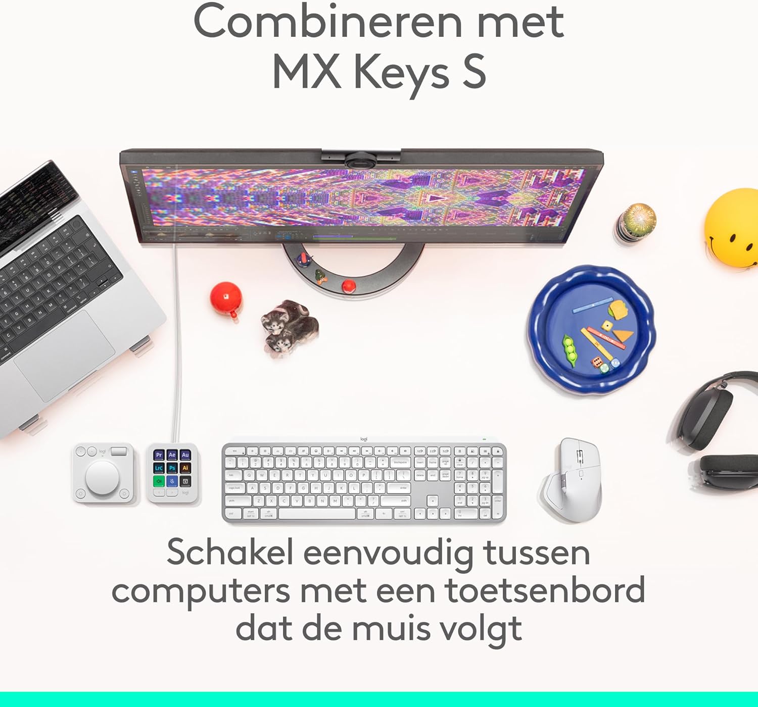 Logitech MX Master 4, ergonomische draadloze muis met geavanceerde haptische feedback, ultrasnel scrollen, opladen via USB-C, Bluetooth, Windows, macOS – Lichtgrijs