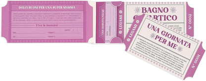 Legami - 24 Vouocher Pad for Mom, Voucher with Perforation for Tearing, Gift Idea, 20.3 x 8.2 cm, Mom Theme