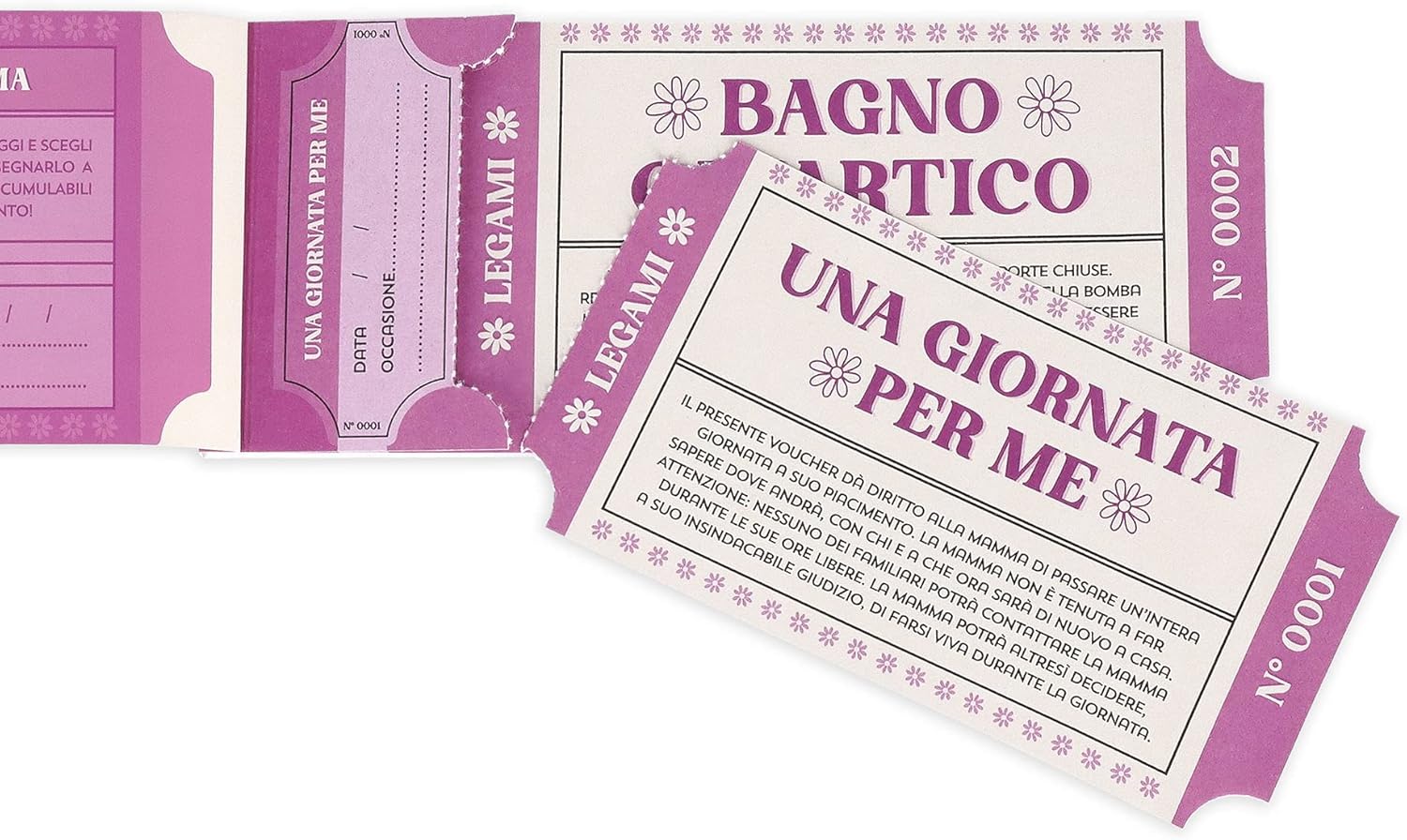Legami - 24 Vouocher Pad for Mom, Voucher with Perforation for Tearing, Gift Idea, 20.3 x 8.2 cm, Mom Theme