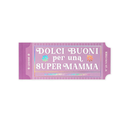Legami - 24 Vouocher Pad for Mom, Voucher with Perforation for Tearing, Gift Idea, 20.3 x 8.2 cm, Mom Theme