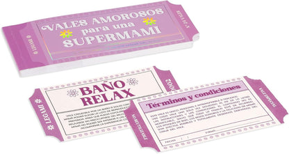 Legami - Block of 24 Vouchers for Mothers in Spanish, Family Activities, Tear Punched Coupons, Gift Idea, Mother Theme, 8" x 3.3"