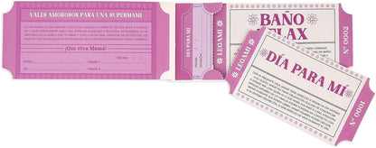 Legami - Block of 24 Vouchers for Mothers in Spanish, Family Activities, Tear Punched Coupons, Gift Idea, Mother Theme, 8" x 3.3"