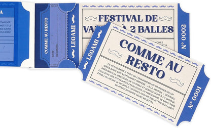 LEGAMI - Block of 24 French Dads Vouchers with Family Activities, Punched Cut to Tear Off, Gift Idea, Dads Theme, 8" x 3.3"