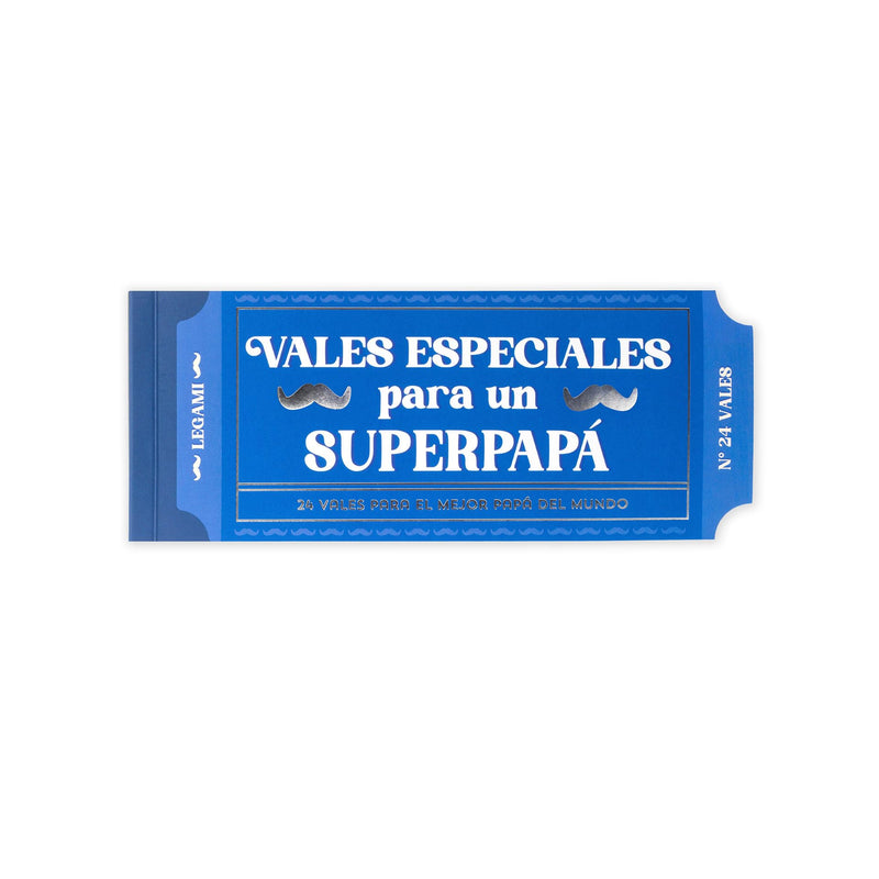 Legami - Block of 24 Vouchers for Dad in Spanish with Activities to Do with Family Coupons with Tear Punch, Gift Idea, Dad Theme, 8" x 3.3"