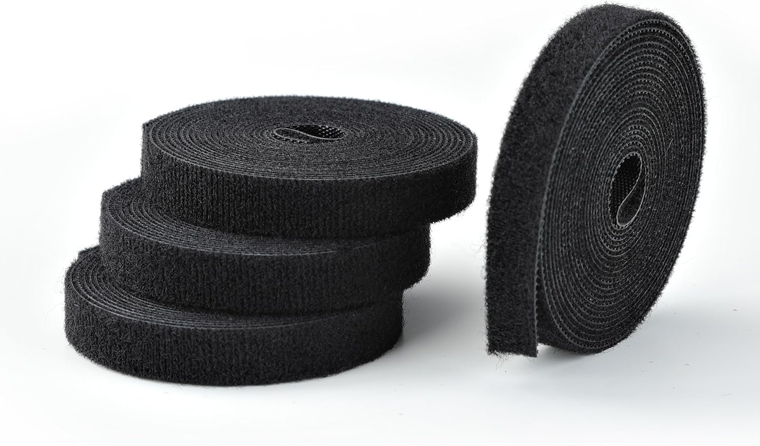 StarTech.com 4-pack 15ft (4.6m) Hook and Loop Roll, 0.5in Wide, Black, Cut-to-Size Reusable Cable Ties, Fastener Tape