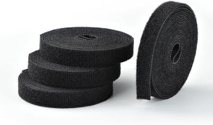 StarTech.com 4-pack 15ft (4.6m) Hook and Loop Roll, 0.5in Wide, Black, Cut-to-Size Reusable Cable Ties, Fastener Tape