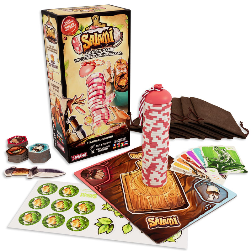 SAVANA Salami - Hilarious Bluff and Snack Party Game | Steal, Sizzle & Survive in The Tavern of Hook | 2–6 Players, Ages 8+, 15 Min Playtime | Family Game