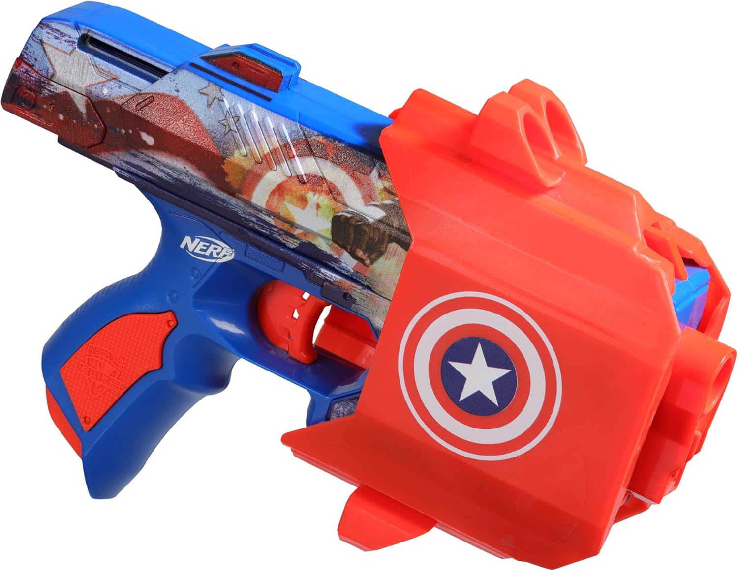 Nerf Marvel Captain America Dart Blaster, 10 Nerf Elite Darts, Holster