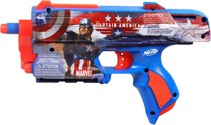 Nerf Marvel Captain America Dart Blaster, 10 Nerf Elite Darts, Holster
