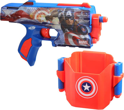 Nerf Marvel Captain America Dart Blaster, 10 Nerf Elite Darts, Holster