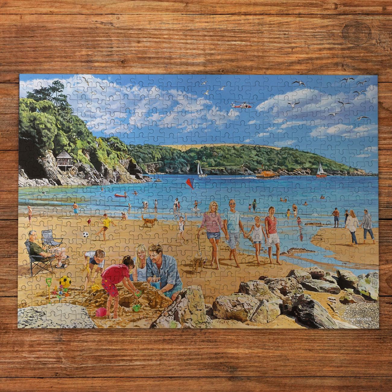 Gibsons Beside the Seaside 4 x 500 Piece Jigsaw Puzzle Set for Adults – Four Charming Summer Seaside Scenes by Trevor Mitchell – Family Beach Holiday Theme – Premium Multi‑Box Puzzle Collection