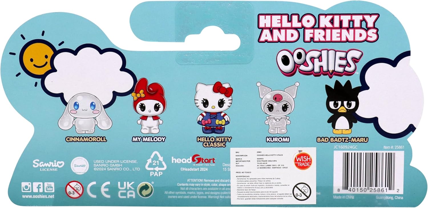 Ooshies Hello Kitty Collectibles 5 Pack Pencil Toppers – Chance of Rare Limited Edition Gold Collector Pack – Mini Figures for Kids Ages 5+, School Accessories, Party Bag Fillers & Gifts