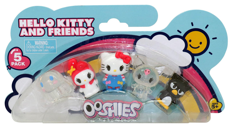 Ooshies Hello Kitty Collectibles 5 Pack Pencil Toppers – Chance of Rare Limited Edition Gold Collector Pack – Mini Figures for Kids Ages 5+, School Accessories, Party Bag Fillers & Gifts