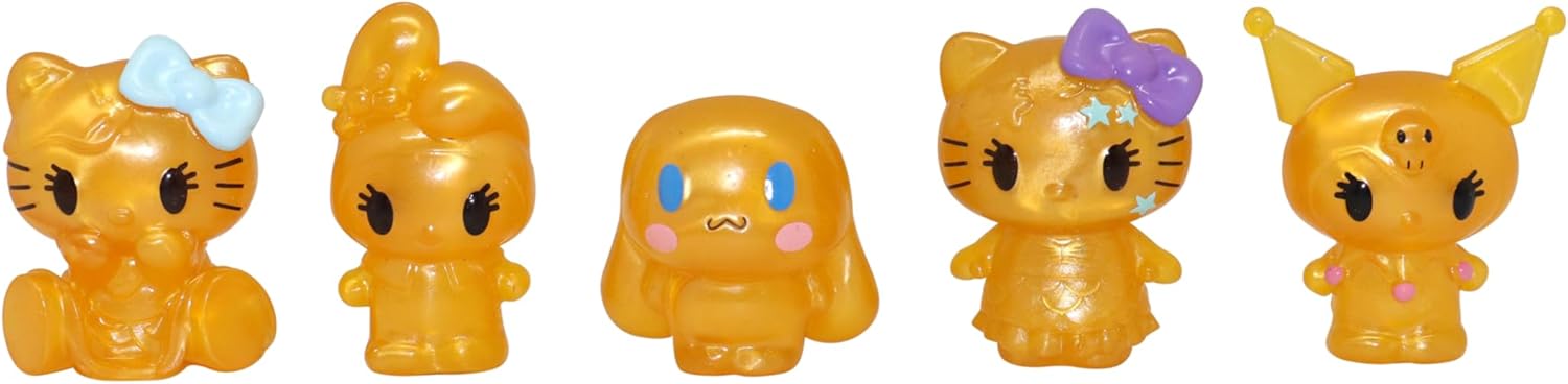 Ooshies Hello Kitty Collectibles 5 Pack Pencil Toppers – Chance of Rare Limited Edition Gold Collector Pack – Mini Figures for Kids Ages 5+, School Accessories, Party Bag Fillers & Gifts