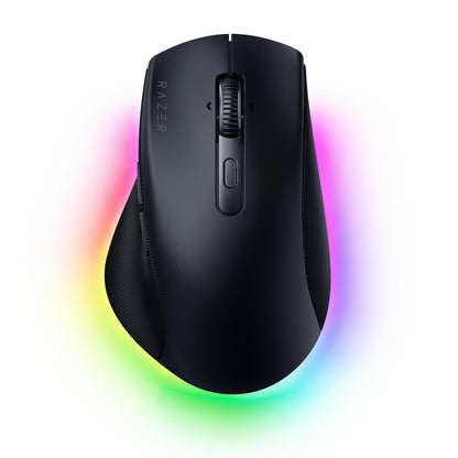 Razer Pro Click V2 - Wireless ergonomic mouse - AI Prompt Assist - 30K Optical Sensor - 3.5 months battery life (14 zones Chroma RGB, HyperScroll tiltable mouse wheel) Black