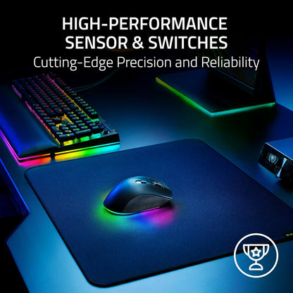 Razer Pro Click V2 - Wireless ergonomic mouse - AI Prompt Assist - 30K Optical Sensor - 3.5 months battery life (14 zones Chroma RGB, HyperScroll tiltable mouse wheel) Black
