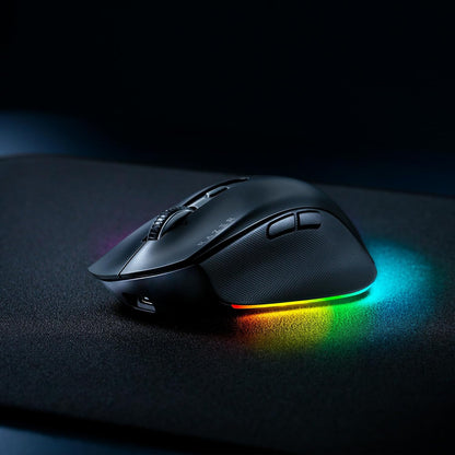 Razer Pro Click V2 - Wireless ergonomic mouse - AI Prompt Assist - 30K Optical Sensor - 3.5 months battery life (14 zones Chroma RGB, HyperScroll tiltable mouse wheel) Black