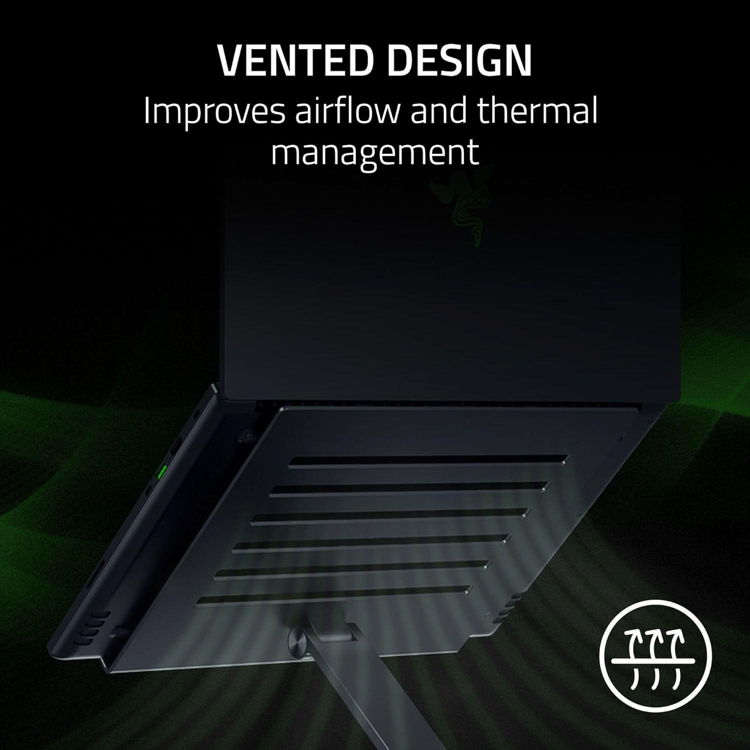 Razer Adjustable Laptop Stand - Ergonomic Height Laptop Stand Built For Laptops up to 18” inch (Height and Tilt-Adjustable, Durable Aluminum, Vented Design) Black