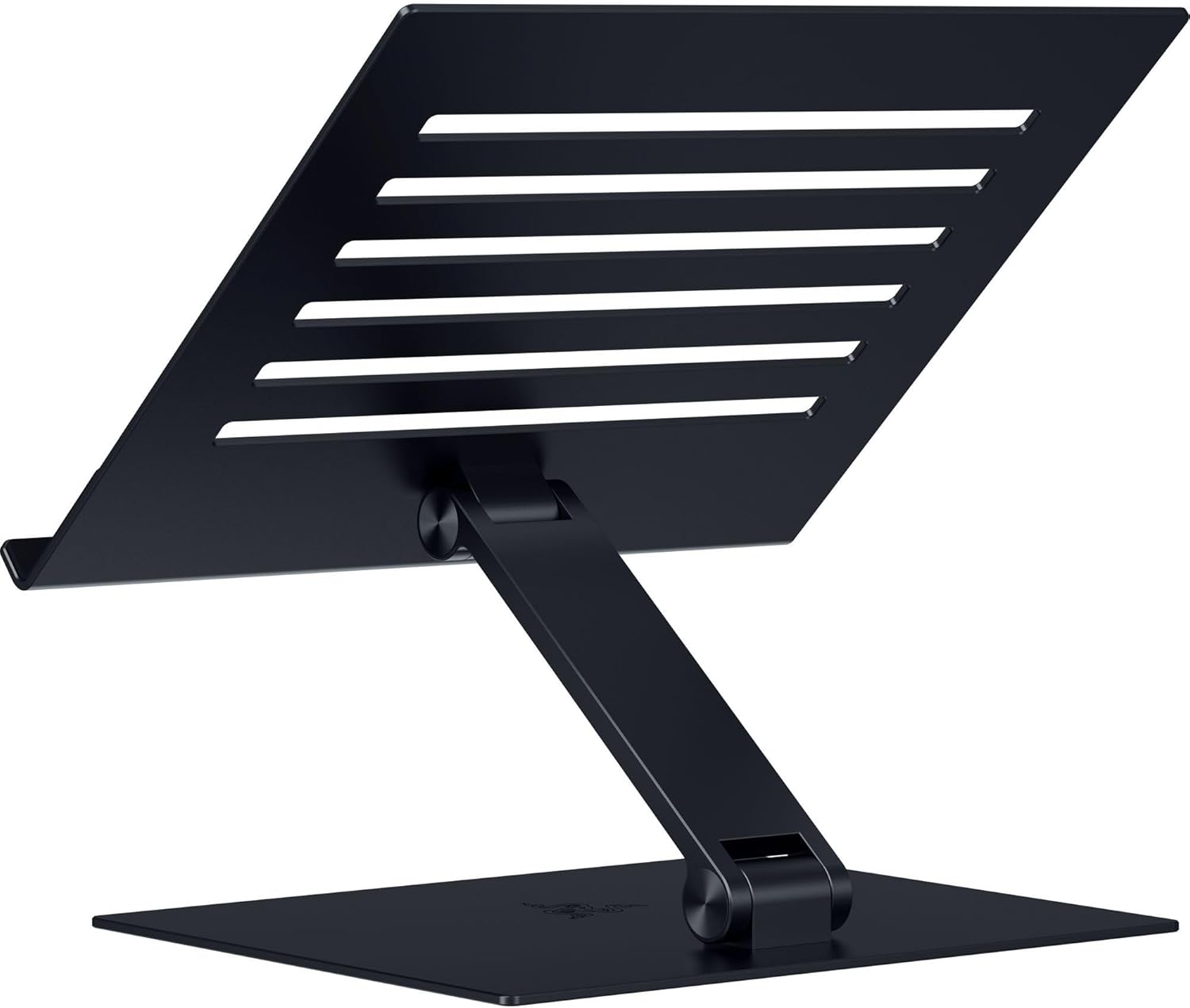 Razer Adjustable Laptop Stand - Ergonomic Height Laptop Stand Built For Laptops up to 18” inch (Height and Tilt-Adjustable, Durable Aluminum, Vented Design) Black