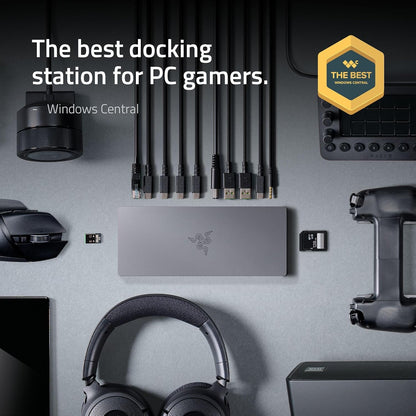 Razer Thunderbolt 5 Dock Chroma - 10 ports USB-Dock - 3x DisplayPort USB-C - Ethernet - Passthrough 140W - SD/UHS card - 2x USB-A - M.2 extension - UK connector - PC/Mac | Mercury