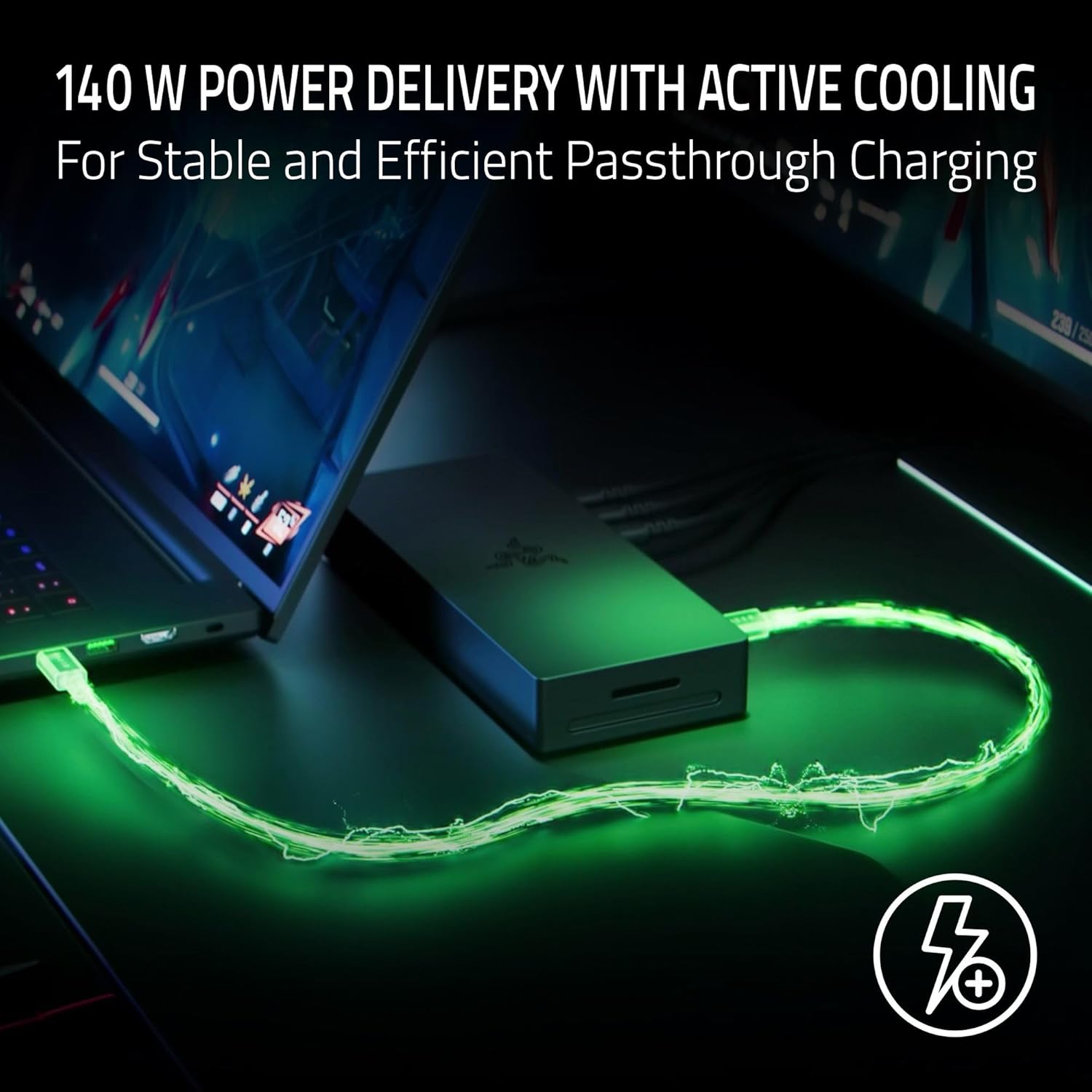 Razer Thunderbolt 5 Dock Chroma - 10 ports USB-Dock - 3x DisplayPort USB-C - Ethernet - Passthrough 140W - SD/UHS card - 2x USB-A - M.2 extension - UK connector - PC/Mac | Mercury