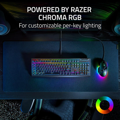 Razer BlackWidow V4 X (Green Switch) - Mechanical Gaming Keyboard Chroma RGB (Clicky Mechanical Switches, 6 Dedicated Macro Keys, Doubleshot ABS Keycaps) QWERTY UK Layout | Black