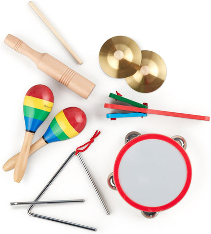 Melissa & Doug Band in een doos - Muziekinstrumenten | diverse instrumenten | Muziekinstrumenten voor kinderen | 10-delige set | 3+ | Cadeau voor meisjes en jongens