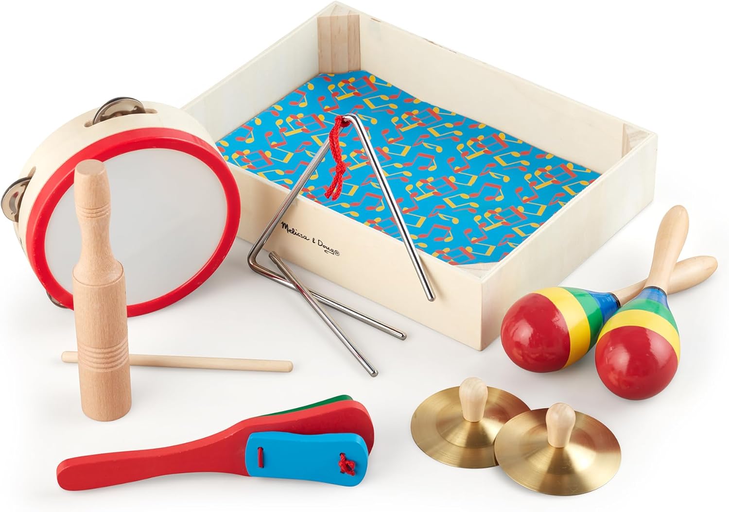 Melissa & Doug Band in een doos - Muziekinstrumenten | diverse instrumenten | Muziekinstrumenten voor kinderen | 10-delige set | 3+ | Cadeau voor meisjes en jongens