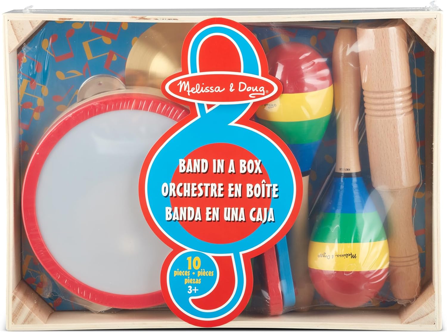 Melissa & Doug Band in een doos - Muziekinstrumenten | diverse instrumenten | Muziekinstrumenten voor kinderen | 10-delige set | 3+ | Cadeau voor meisjes en jongens