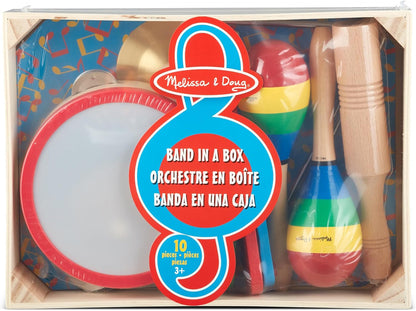 Melissa & Doug Band in een doos - Muziekinstrumenten | diverse instrumenten | Muziekinstrumenten voor kinderen | 10-delige set | 3+ | Cadeau voor meisjes en jongens