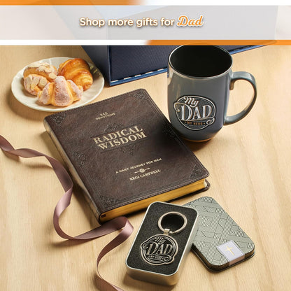 Christian Art Gifts Black Metal Keychain for Dad’s | My Dad My Hero Proverbs 14:26 | Inspirational Keychain for Fathers