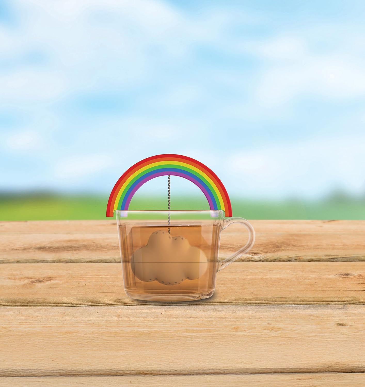 Winkee Regenboog theezeef, thee-ei voor losse thee, grappige theezeef voor kopje, siliconen kruidenzeef, theebol-dierfiguur (regenboog