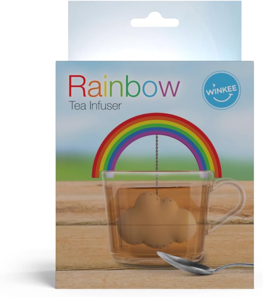 Winkee Regenboog theezeef, thee-ei voor losse thee, grappige theezeef voor kopje, siliconen kruidenzeef, theebol-dierfiguur (regenboog