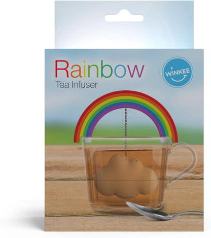 Winkee Regenboog theezeef, thee-ei voor losse thee, grappige theezeef voor kopje, siliconen kruidenzeef, theebol-dierfiguur (regenboog
