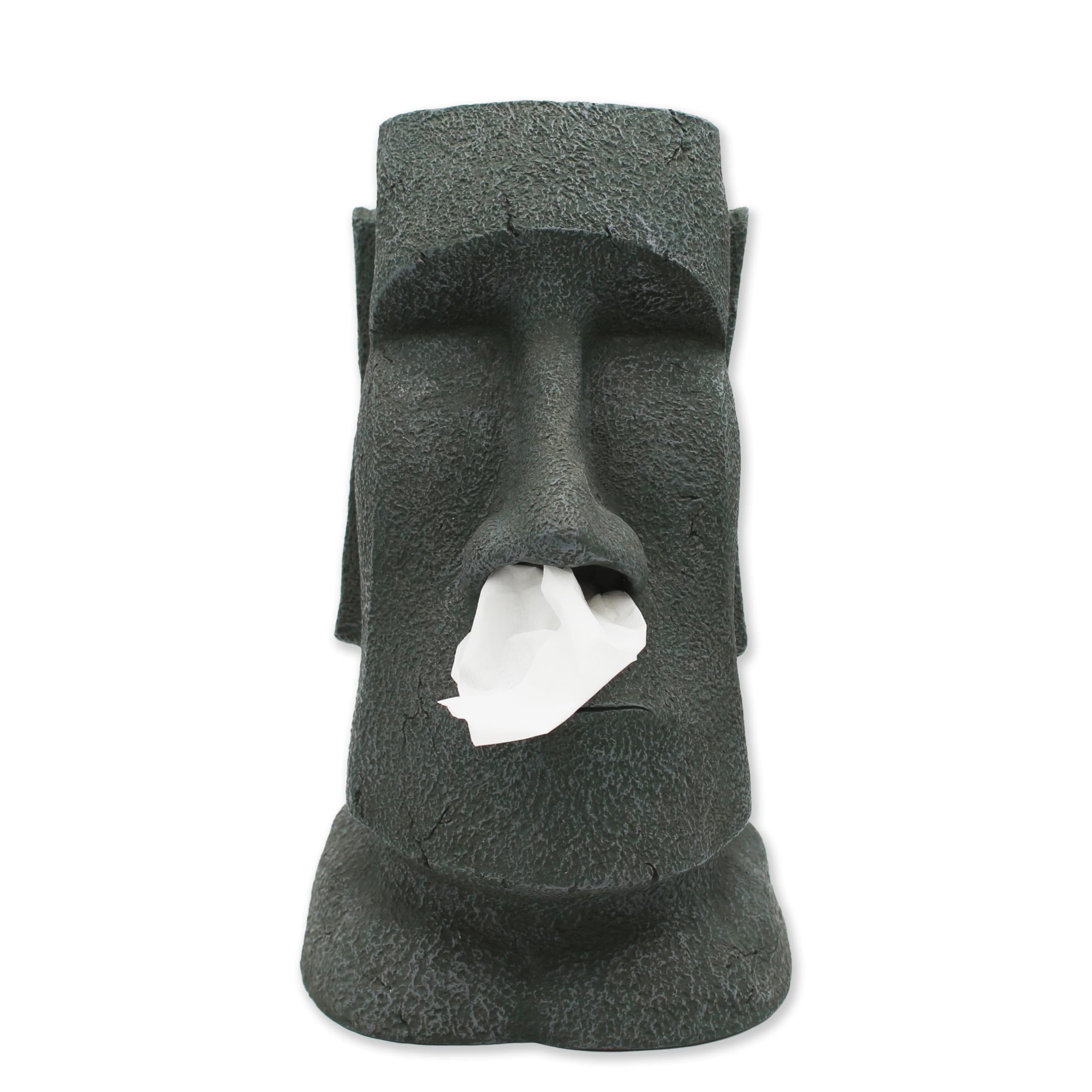 Winkee - Napkin Dispenser Moai Stone - Natural Stone Gray - Approximately 12 Inches Tall