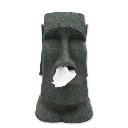 Winkee - Napkin Dispenser Moai Stone - Natural Stone Gray - Approximately 12 Inches Tall