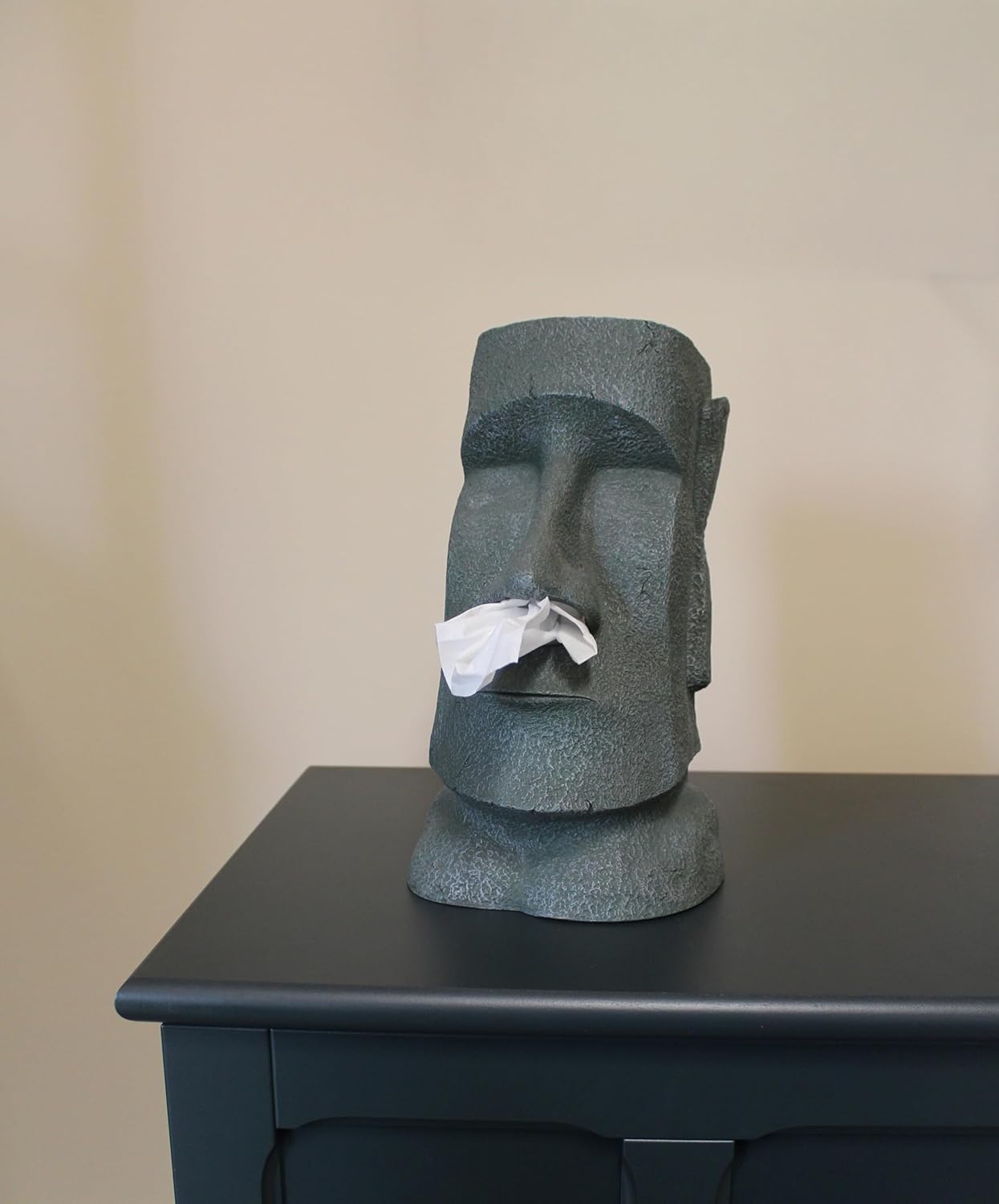 Winkee - Napkin Dispenser Moai Stone - Natural Stone Gray - Approximately 12 Inches Tall