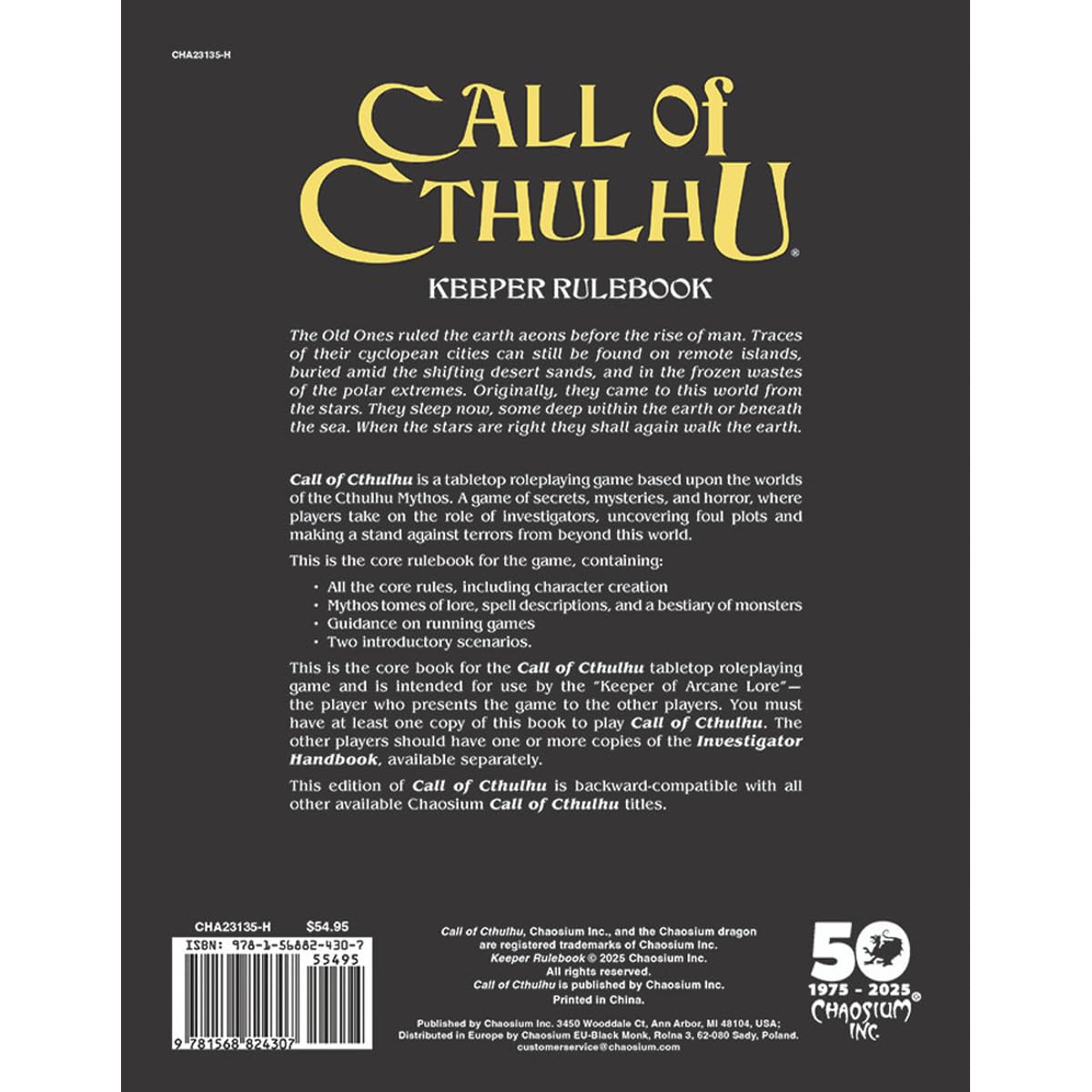 Call Of Cthulhu:  Chaosium`S 50Th Anniversary Slipcase Set - Hardcover (Vat Exempt)