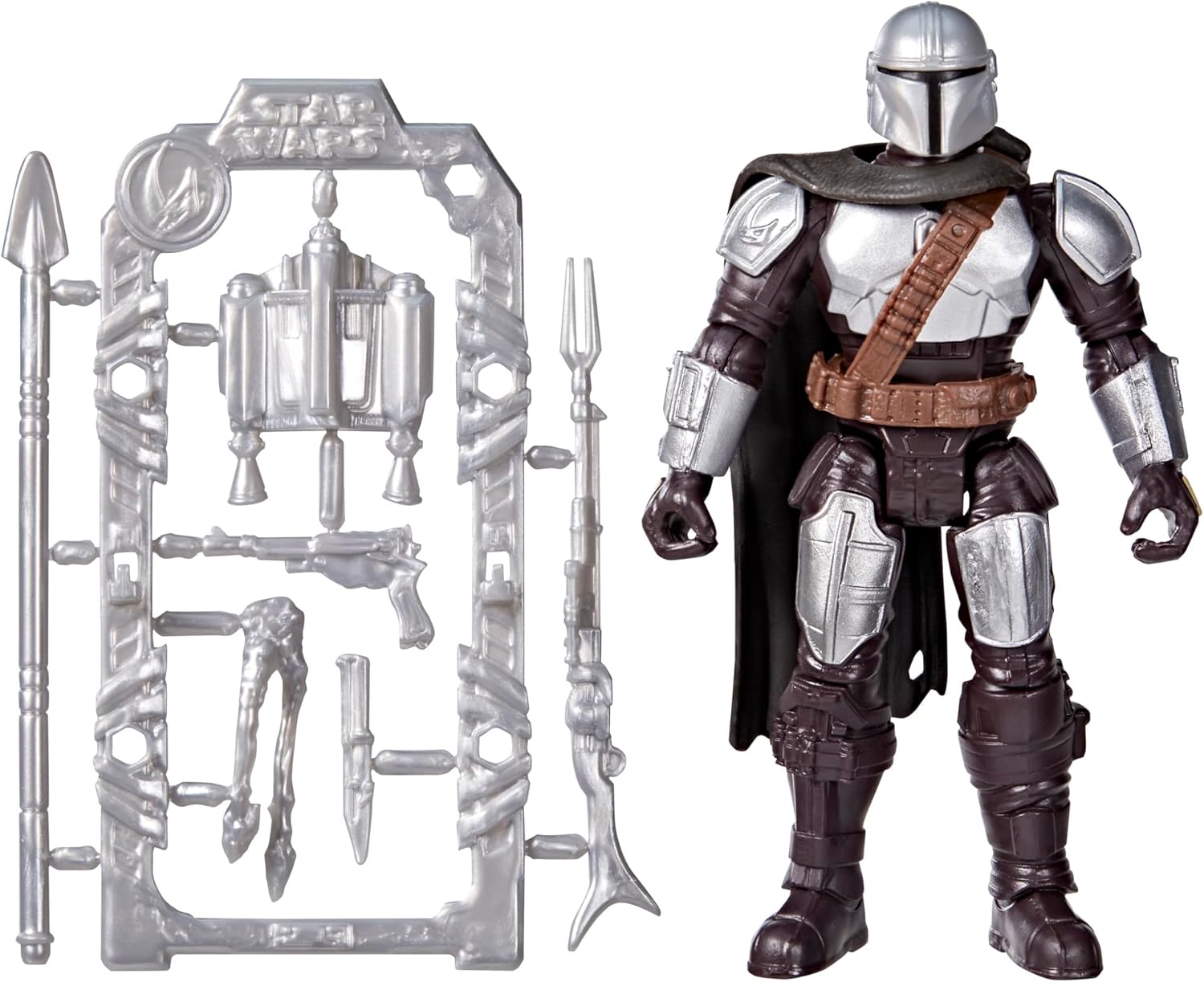 Star Wars ActionVerse The Mandalorian 11-cm Action Figure & Accessories, Reusable Accessory Storage Rack, Toys for Boys & Girls Ages 4+