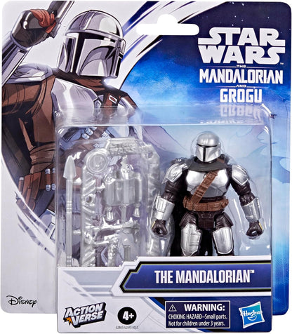 Star Wars ActionVerse The Mandalorian 11-cm Action Figure & Accessories, Reusable Accessory Storage Rack, Toys for Boys & Girls Ages 4+
