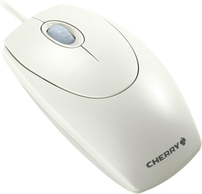 CHERRY WheelMouse optical, kabelgebundene Maus, geeignet für Rechts- und Linkshänder, optischer Sensor für exakte Bewegung des Mauszeigers, hellgrau