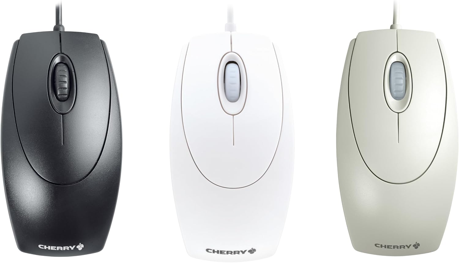 CHERRY WheelMouse optical, kabelgebundene Maus, geeignet für Rechts- und Linkshänder, optischer Sensor für exakte Bewegung des Mauszeigers, hellgrau