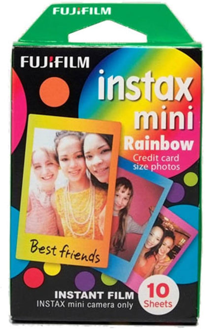 instax mini insant film, Rainbow border, 10 shot pack, suitable for all instax cameras and printers