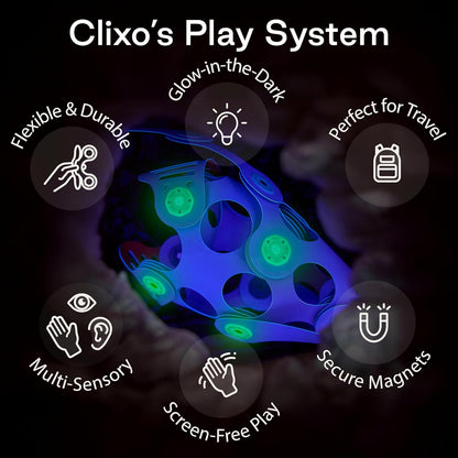 Clixo Oceaanwezenset, glow-in-the-dark magnetisch bouwspeelgoed, 24 flexibele magnetische onderdelen voor onderwaterverkenning en avontuur, fantasierijk STEM-speelgoed, cadeau voor