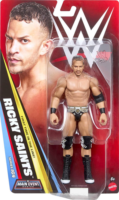 Mattel WWE Ricky Saints Action Figure, Main Event Series #164, 6-inch Collectible Superstar with 14 Articulation Points & Life-Like Look, JHJ09