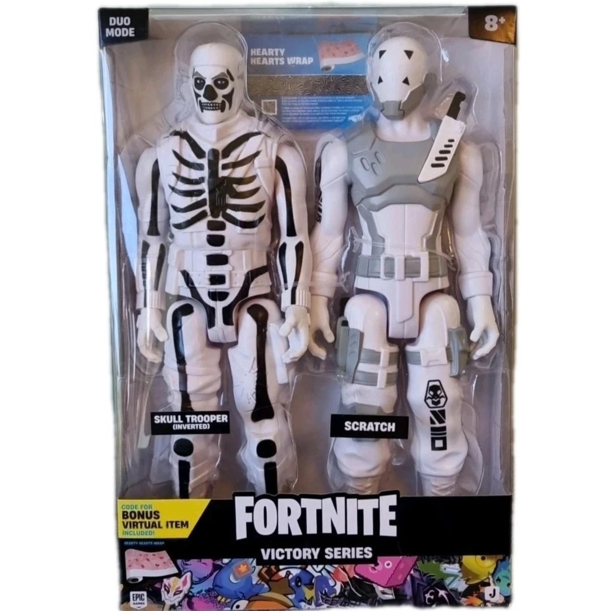 Jazwares Large Fortnite Duo Mode Victory Series Articulated Action Figures With Codes - (Skull Trooper & Scratch 12" 30cm Twin Pack