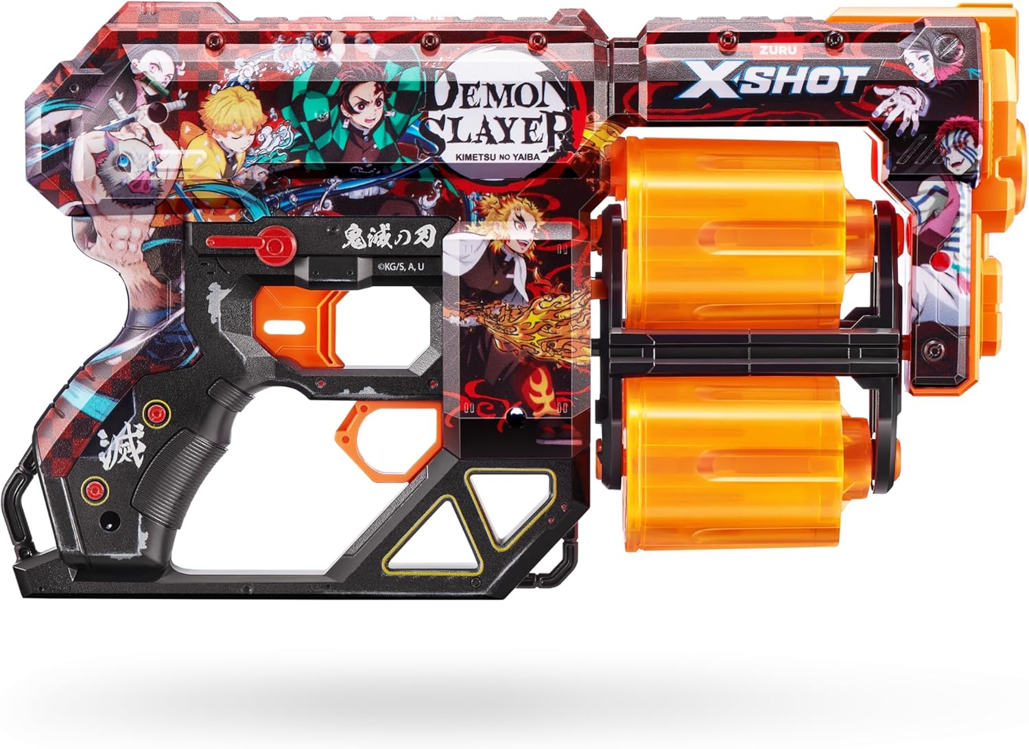 XSHOT Skins Demon Slayer, Dread, 12 Darts Included, Double Rotating Barrels, Air Pocket Dart Technology, Toy Foam Blaster for Kids, Teens and Adults, Brown Box, (Dread Demon Slayer)