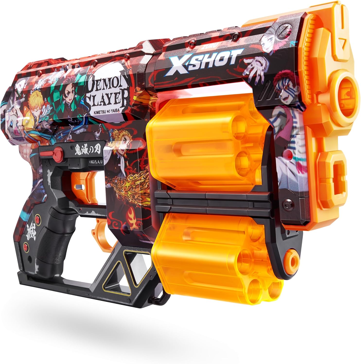 XSHOT Skins Demon Slayer, Dread, 12 Darts Included, Double Rotating Barrels, Air Pocket Dart Technology, Toy Foam Blaster for Kids, Teens and Adults, Brown Box, (Dread Demon Slayer)