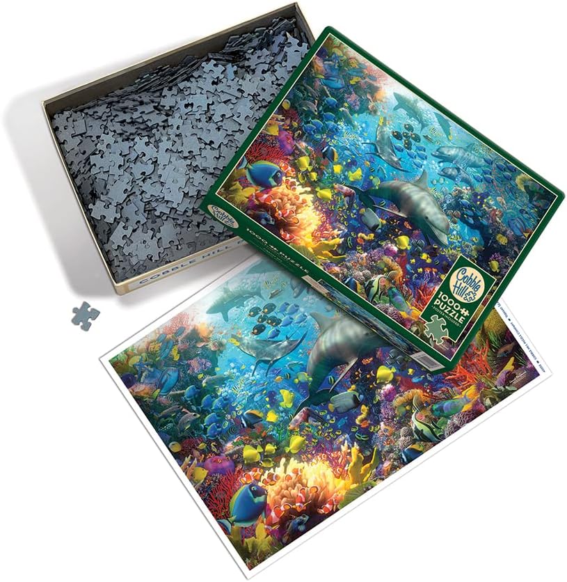 Cobble Hill 1000 Piece Puzzle - Vibrant Sea - Sample Poster Included